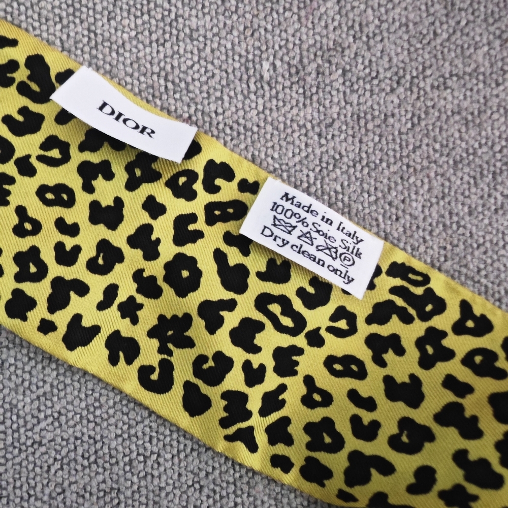 Dior lime green animal print Mitzah scarf - Picture 2 of 3